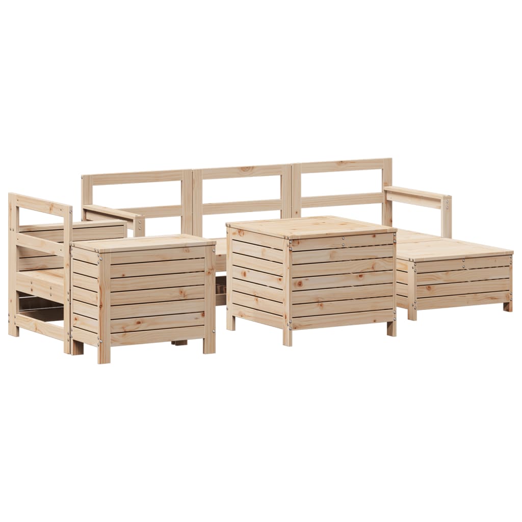 Garden sofa set, 7 pieces, solid pine wood