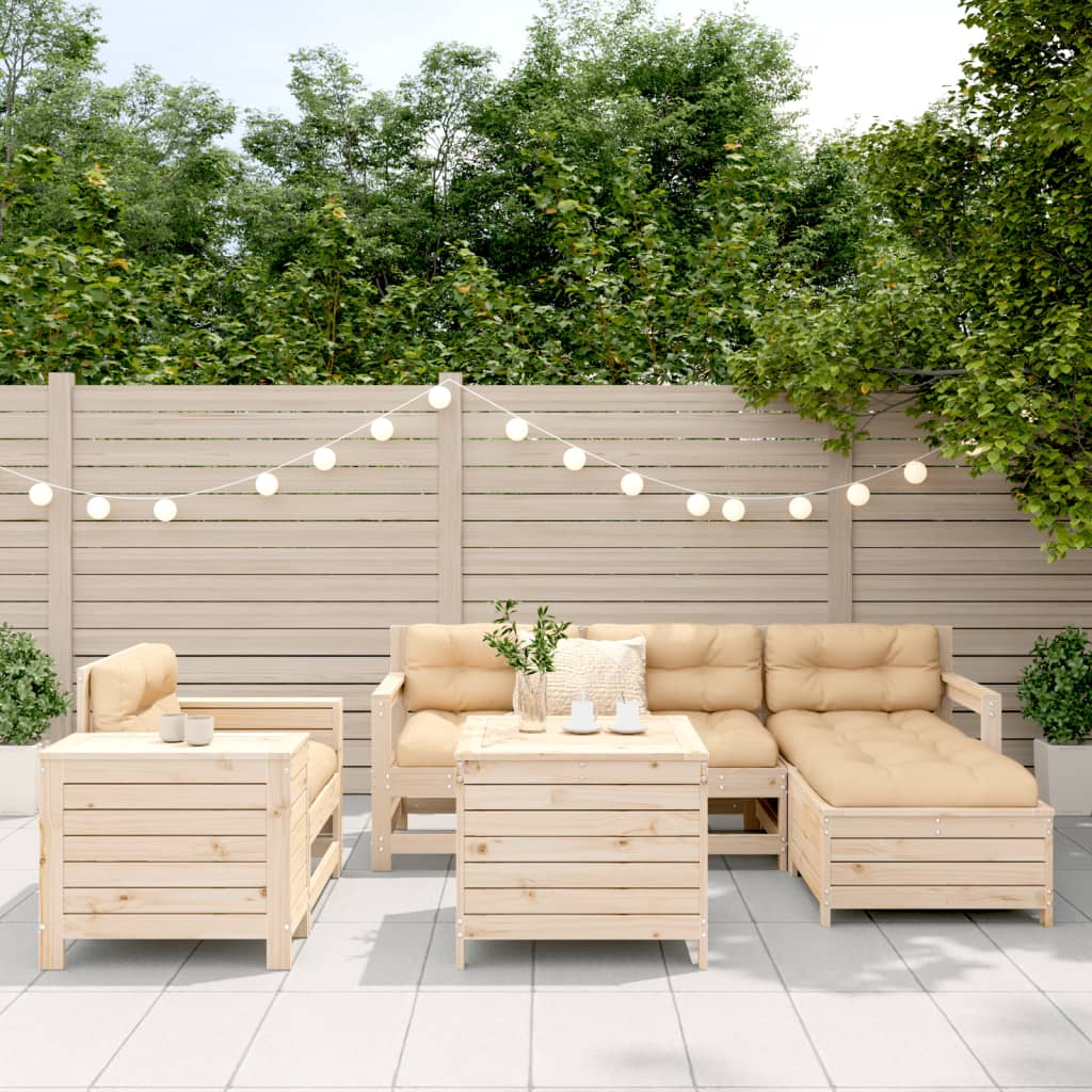 Garden sofa set, 7 pieces, solid pine wood