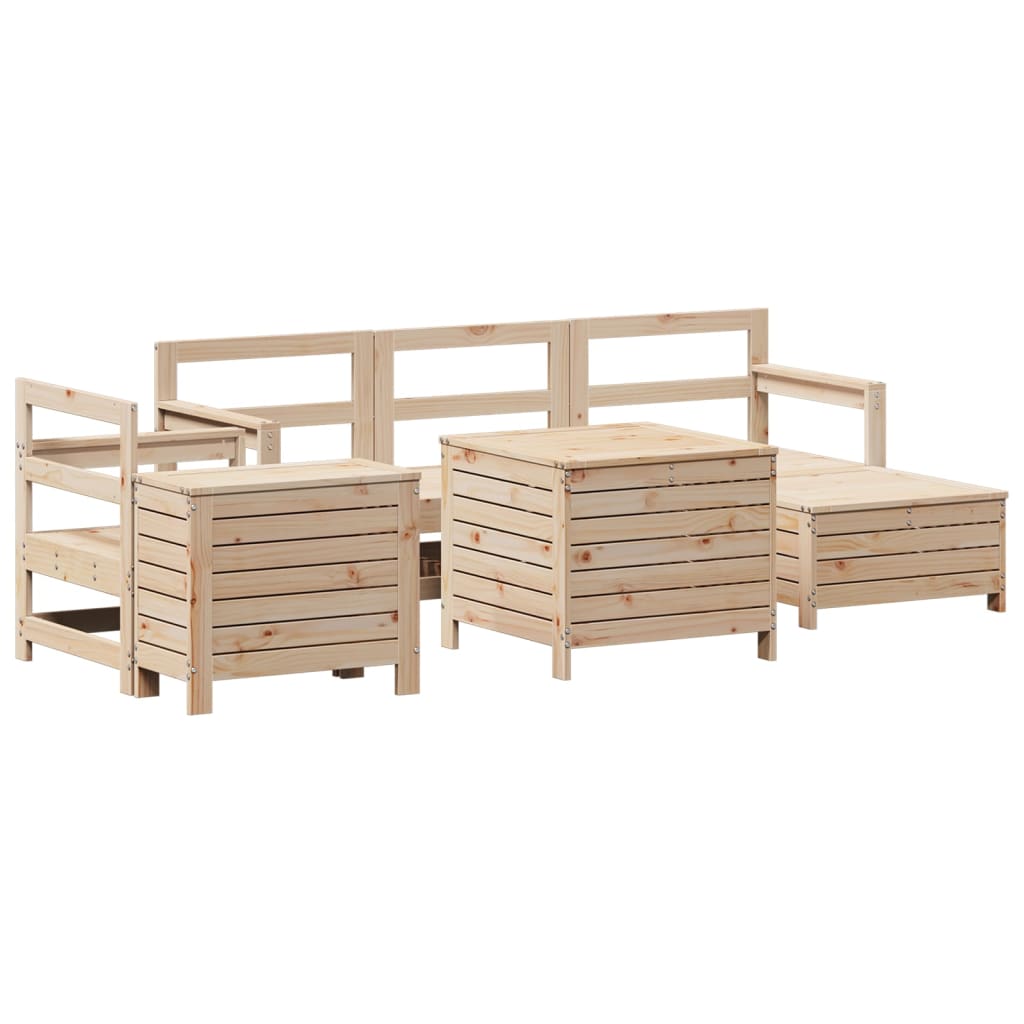 Garden sofa set, 7 pieces, solid pine wood