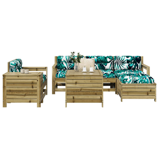 Garden sofa set, 7 pieces, treated pine wood