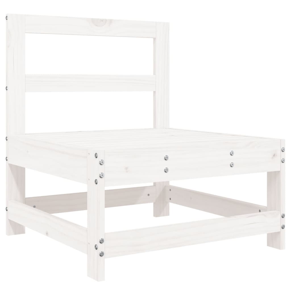 Garden sofa set, 7 pieces, white, solid pine wood