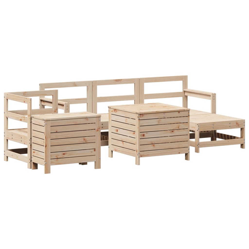 Garden sofa set, 7 pieces, solid pine wood