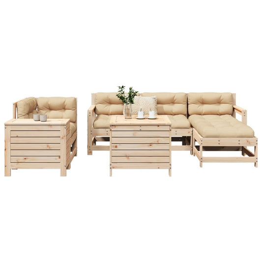 Garden sofa set, 7 pieces, solid pine wood