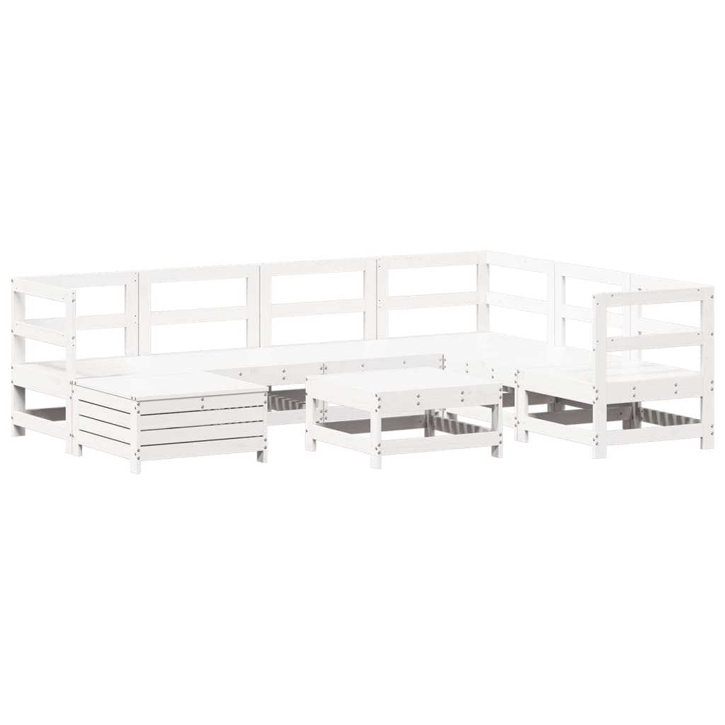 Garden sofa set, 8 pieces, white, solid pine wood