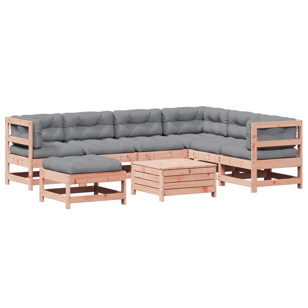 Garden furniture set with cushions, 8 pieces, solid douglas fir