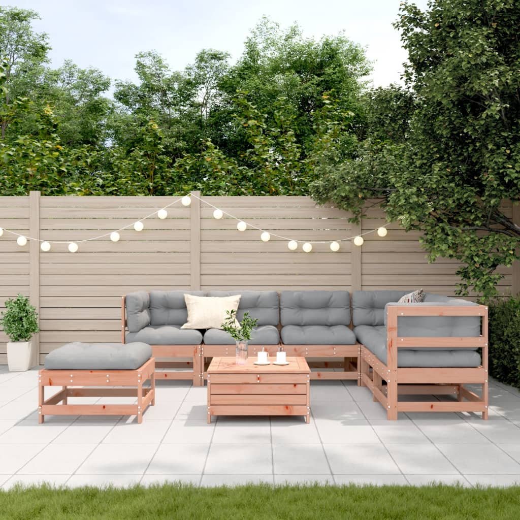 Garden furniture set with cushions, 8 pieces, solid douglas fir