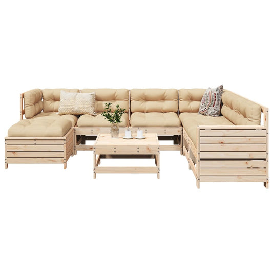 Garden sofa set, 8 pieces, solid pine wood