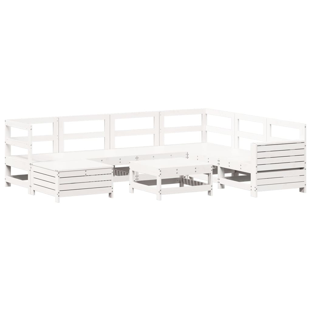 Garden sofa set, 8 pieces, white, solid pine wood