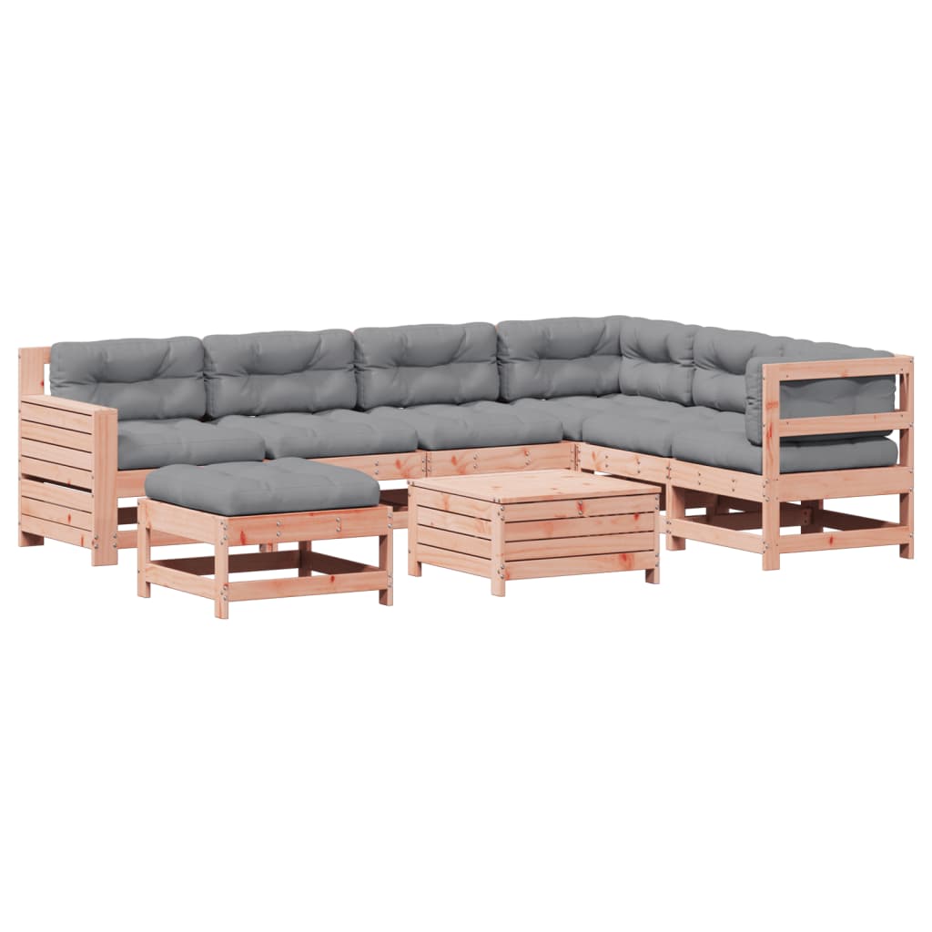 Garden furniture set with cushions, 8 pieces, solid douglas fir