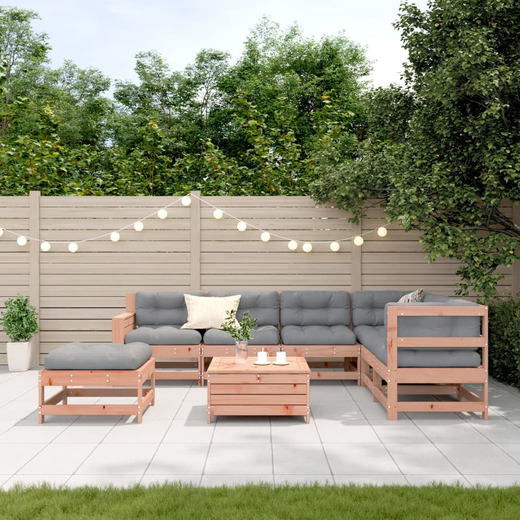 Garden furniture set with cushions, 8 pieces, solid douglas fir