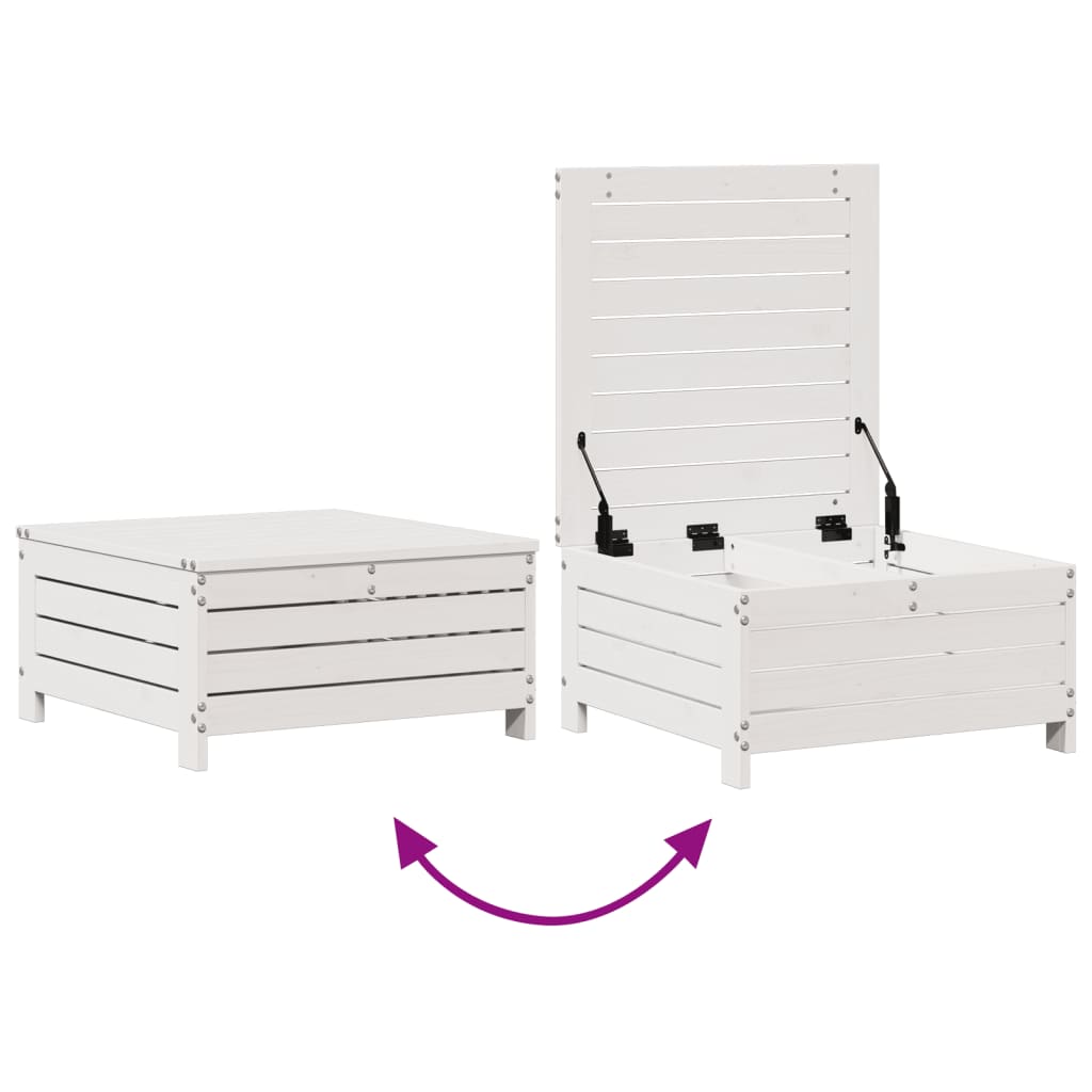 Garden furniture set with cushions, 8 pieces, white, solid pine wood