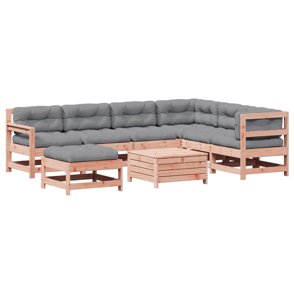 Garden furniture set with cushions, 8 pieces, solid douglas fir