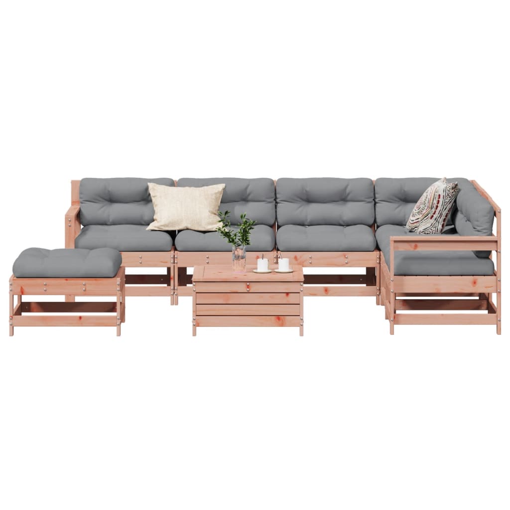 Garden furniture set with cushions, 8 pieces, solid douglas fir