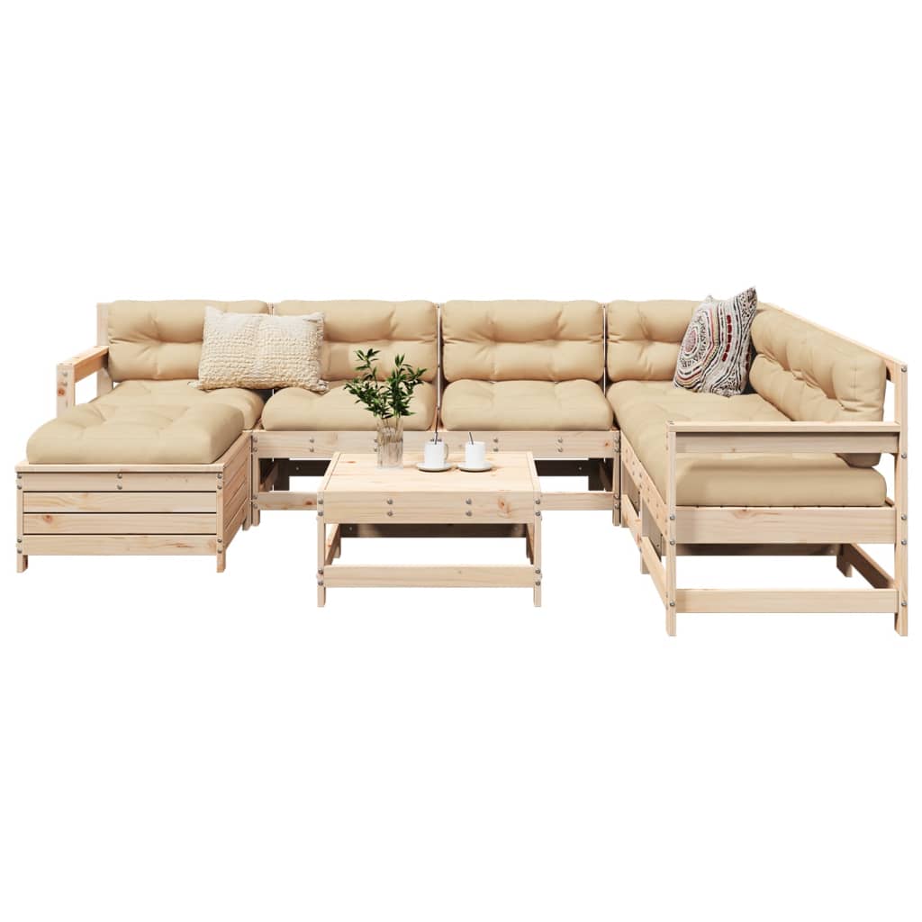 Garden sofa set, 8 pieces, solid pine wood