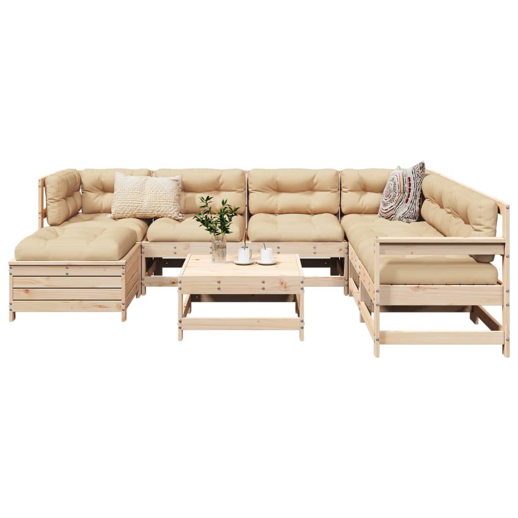 Garden sofa set, 8 pieces, solid pine wood