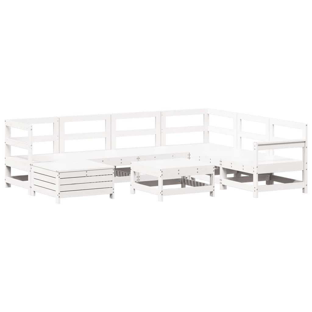 Garden sofa set, 8 pieces, white, solid pine wood