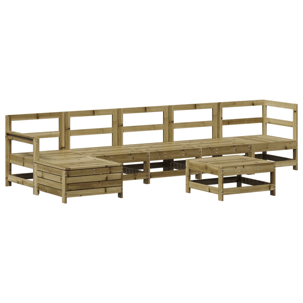 Garden furniture set, 7 pieces, treated pine wood