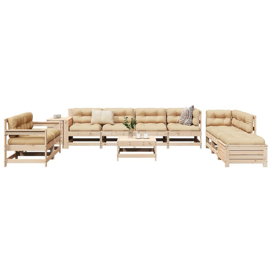 Garden sofa set, 11 pieces, solid pine wood