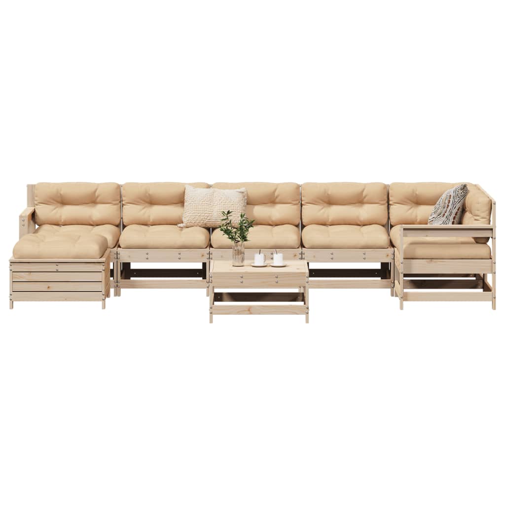 Garden sofa set, 8 pieces, solid pine wood