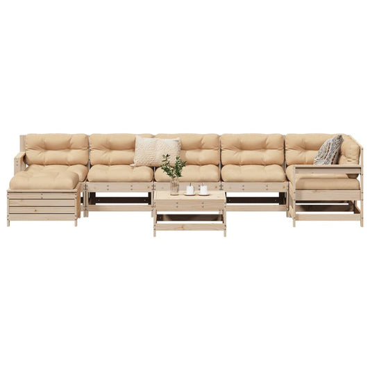 Garden sofa set, 8 pieces, solid pine wood