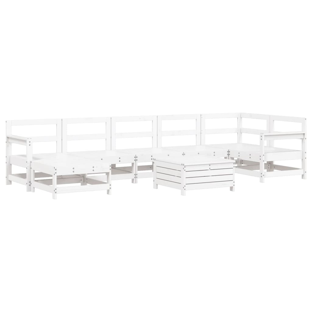 Garden sofa set, 8 pieces, white, solid pine wood