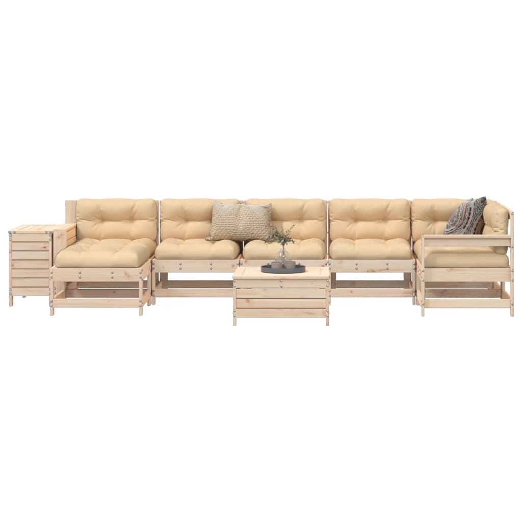 Garden sofa set, 9 pieces, solid pine wood