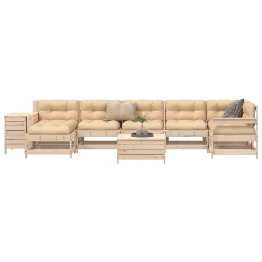 Garden sofa set, 9 pieces, solid pine wood