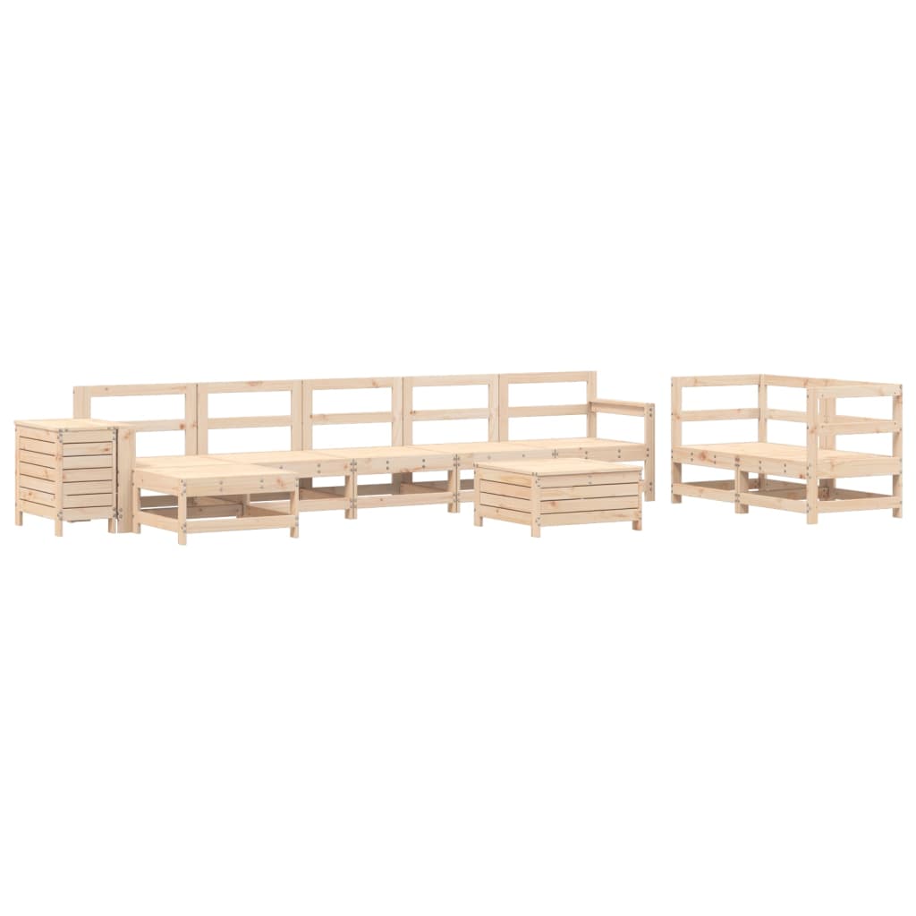 Garden sofa set, 10 pieces, solid pine wood