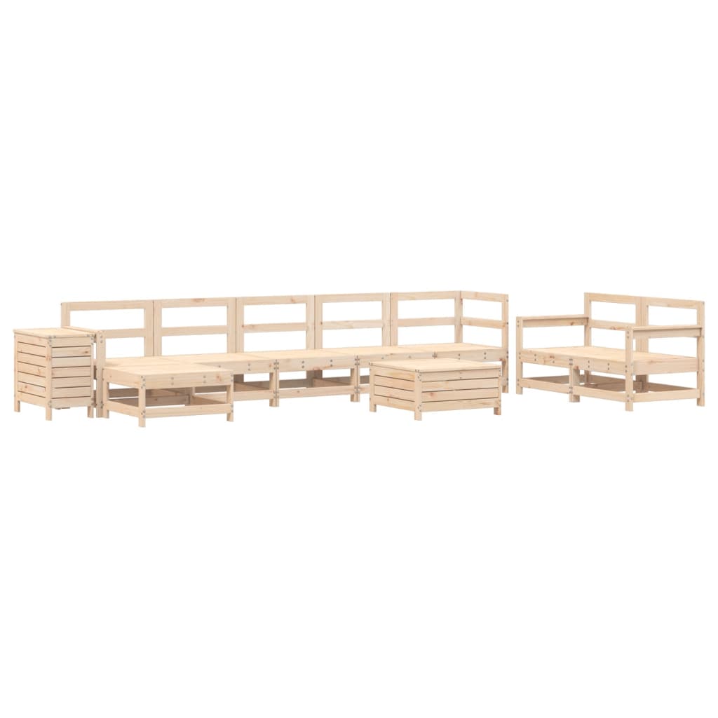 Garden sofa set, 10 pieces, solid pine wood