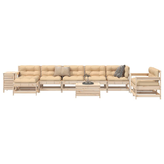 Garden sofa set, 10 pieces, solid pine wood