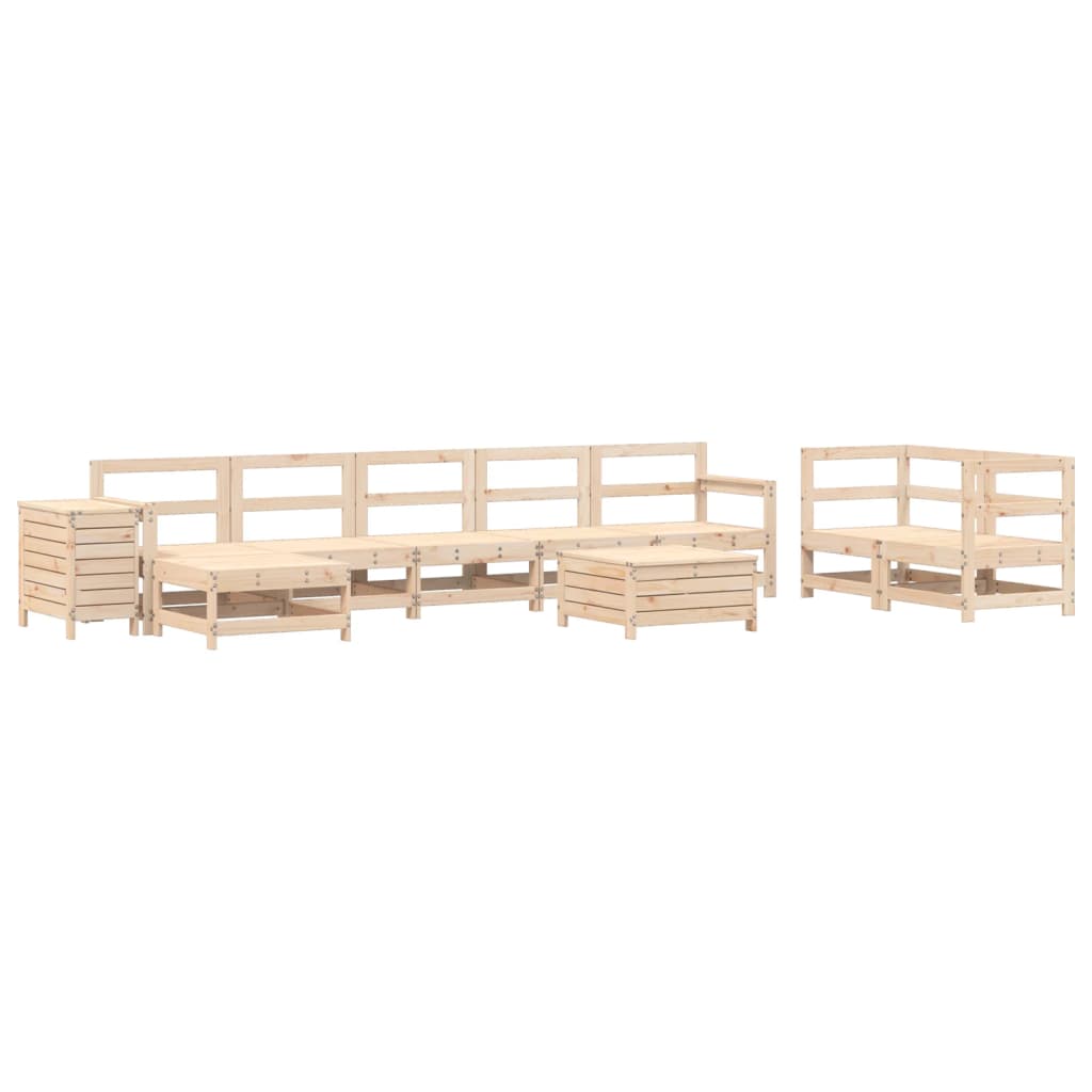 Garden sofa set, 10 pieces, solid pine wood