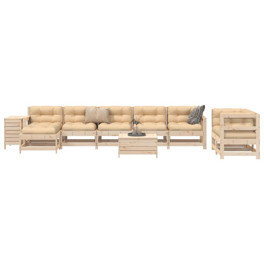 Garden sofa set, 10 pieces, solid pine wood