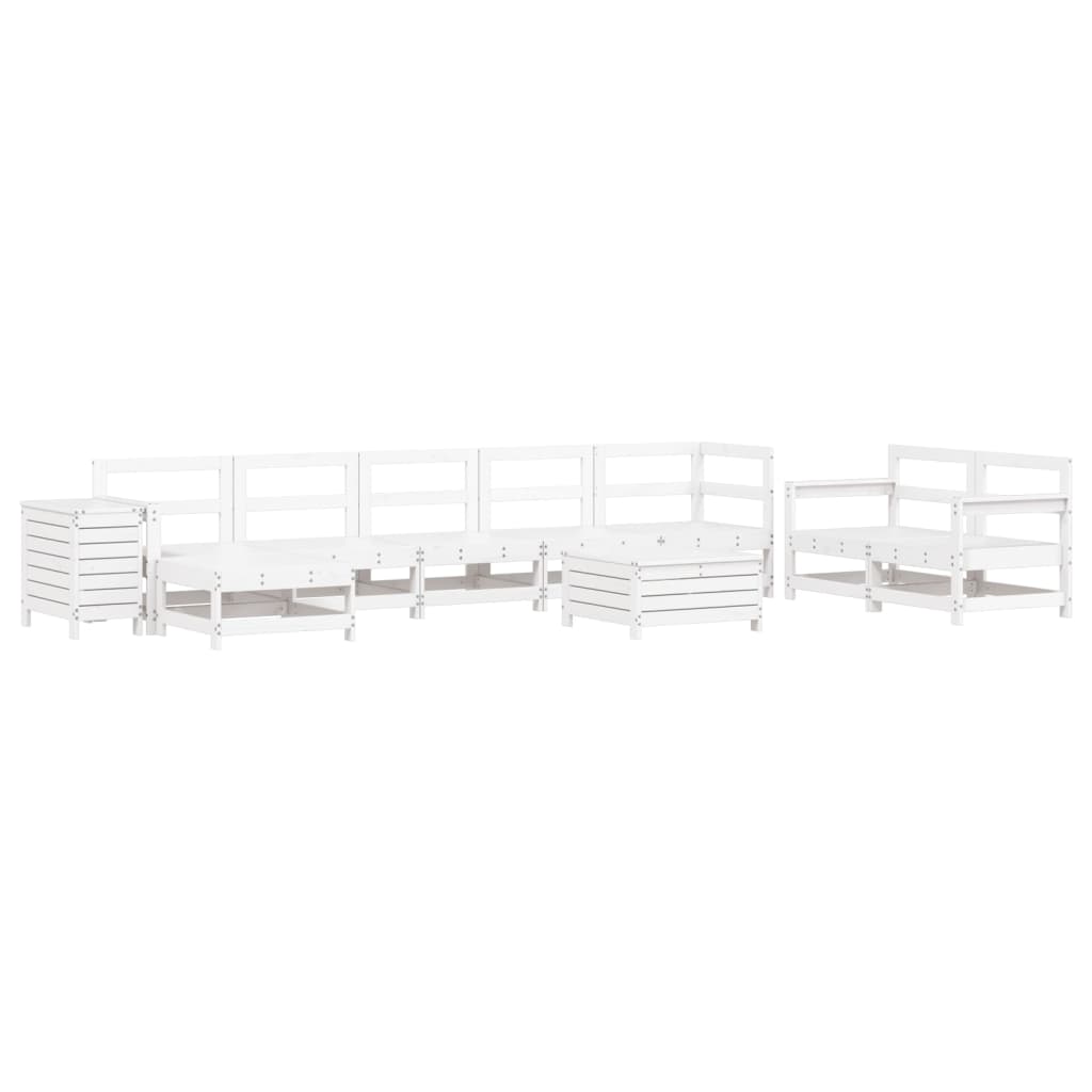 Garden sofa set, 10 pieces, white, solid pine wood