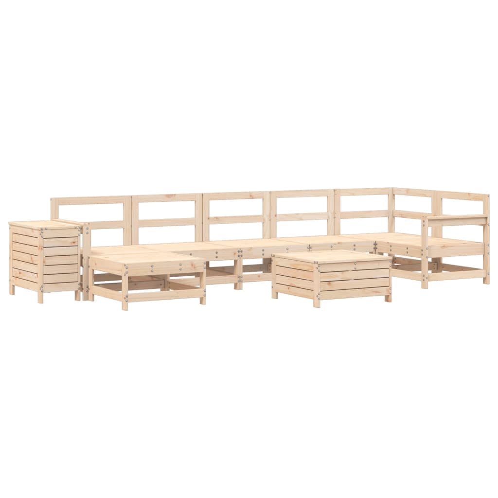 Garden sofa set, 9 pieces, solid pine wood