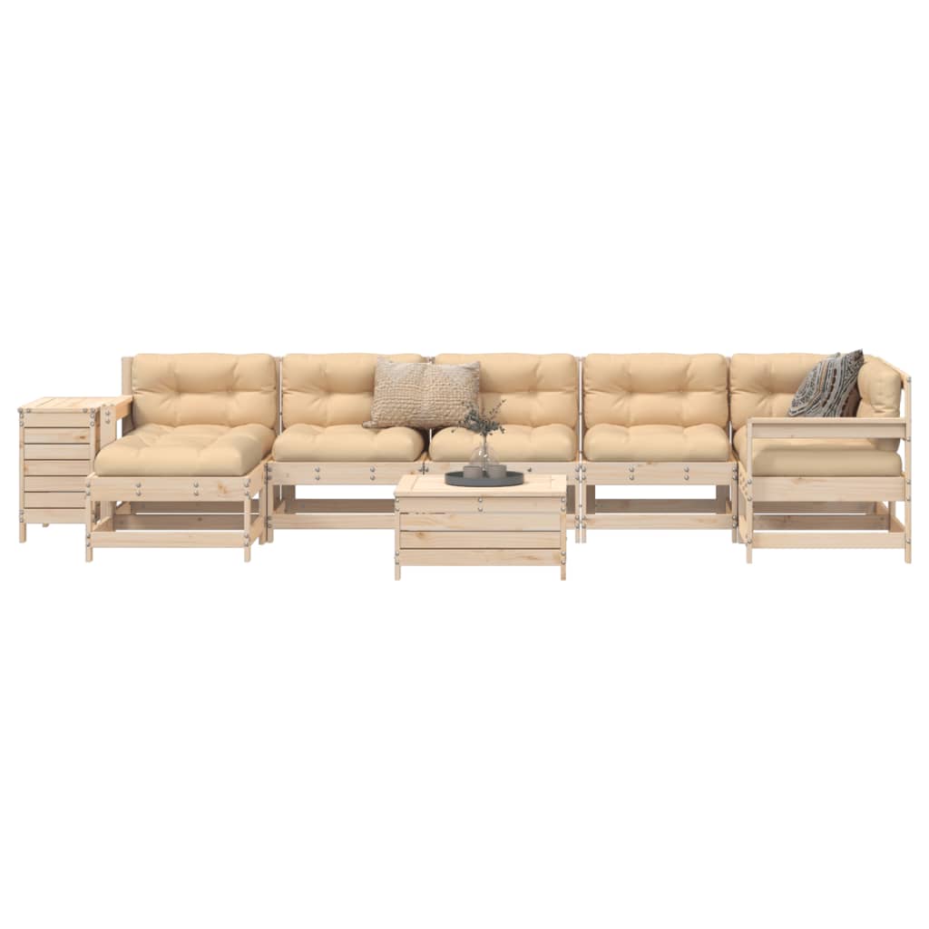 Garden sofa set, 9 pieces, solid pine wood