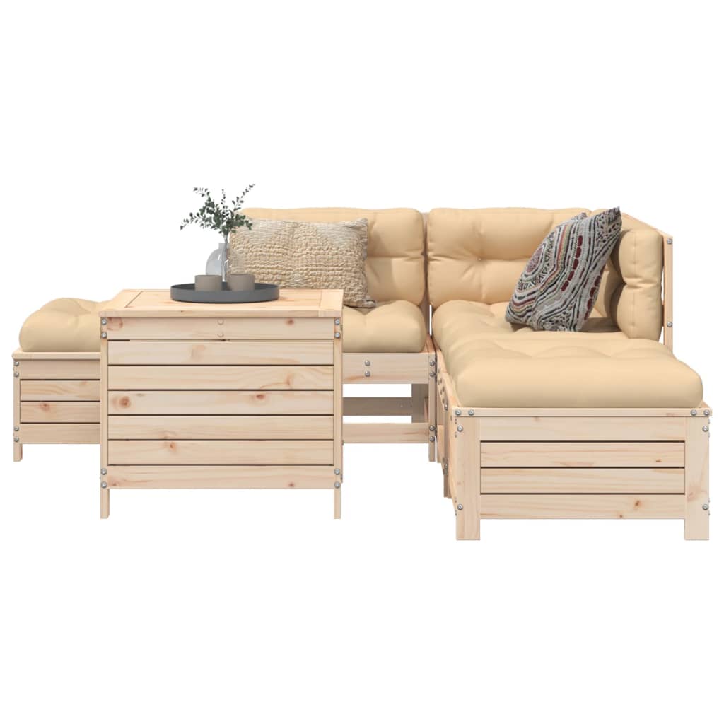 Garden sofa set, 6 pieces, solid pine wood