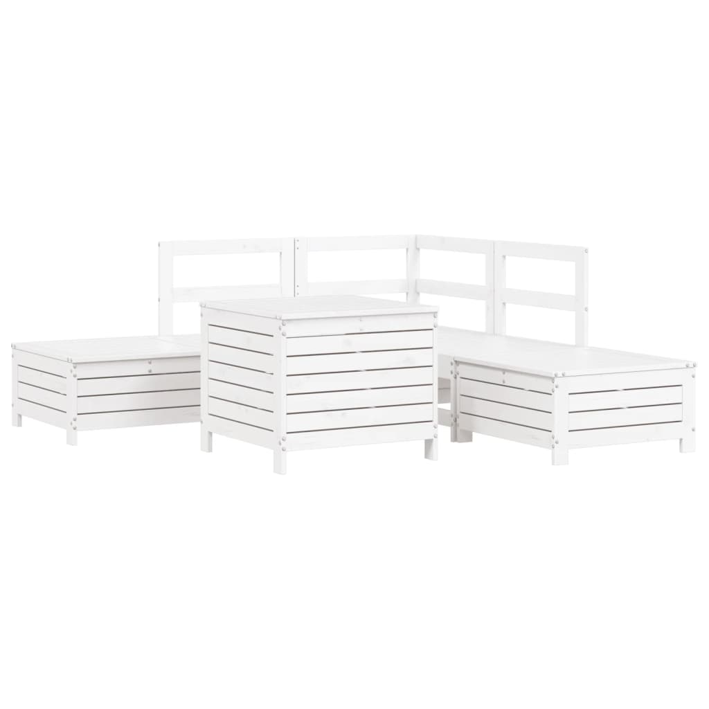 Garden sofa set, 6 pieces, white, solid pine wood