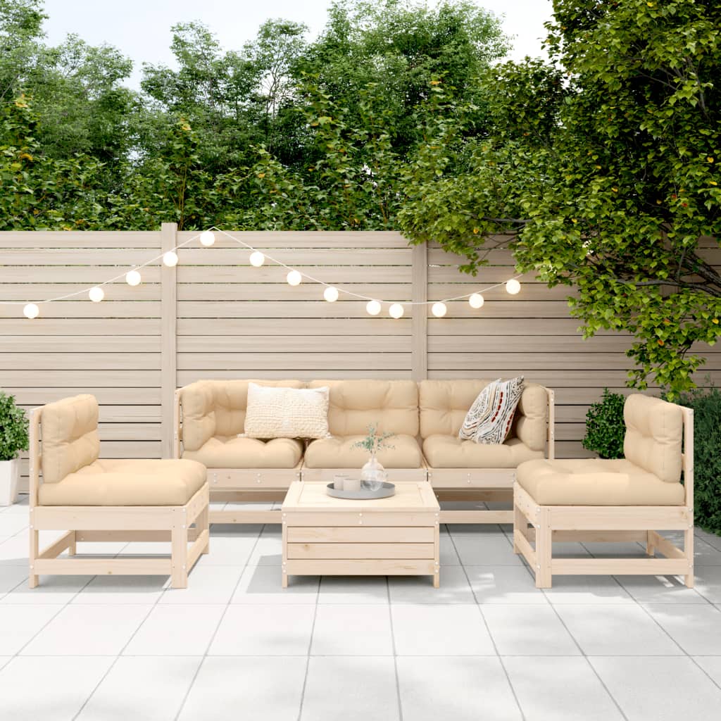 Garden sofa set, 6 pieces, solid pine wood