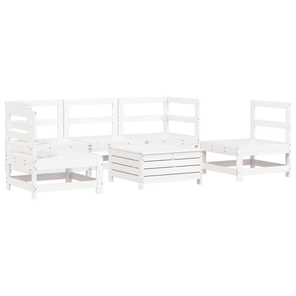 Garden sofa set, 6 pieces, white, solid pine wood