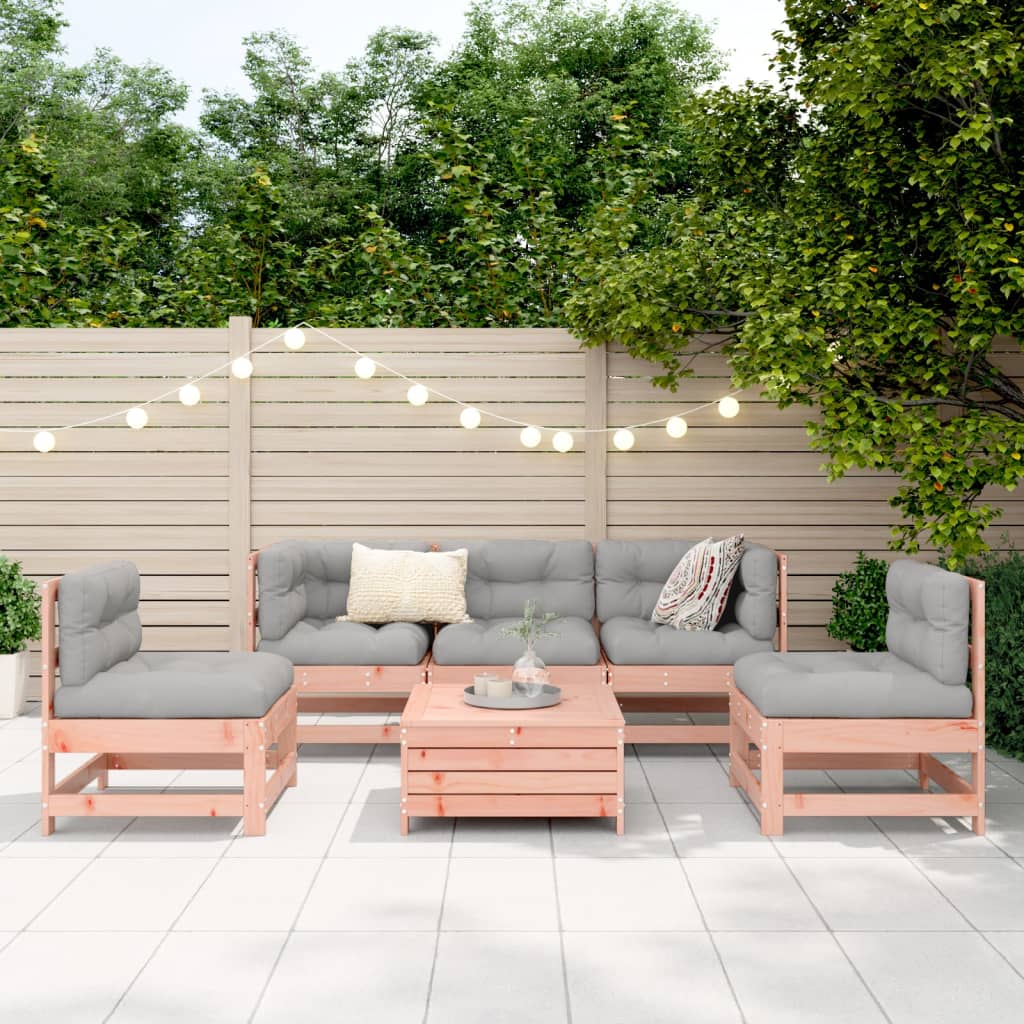 Garden sofa set, 6 pieces, solid Douglas fir wood