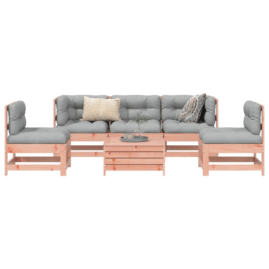 Garden sofa set, 6 pieces, solid Douglas fir wood