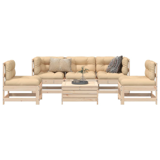 Garden sofa set, 6 pieces, solid pine wood