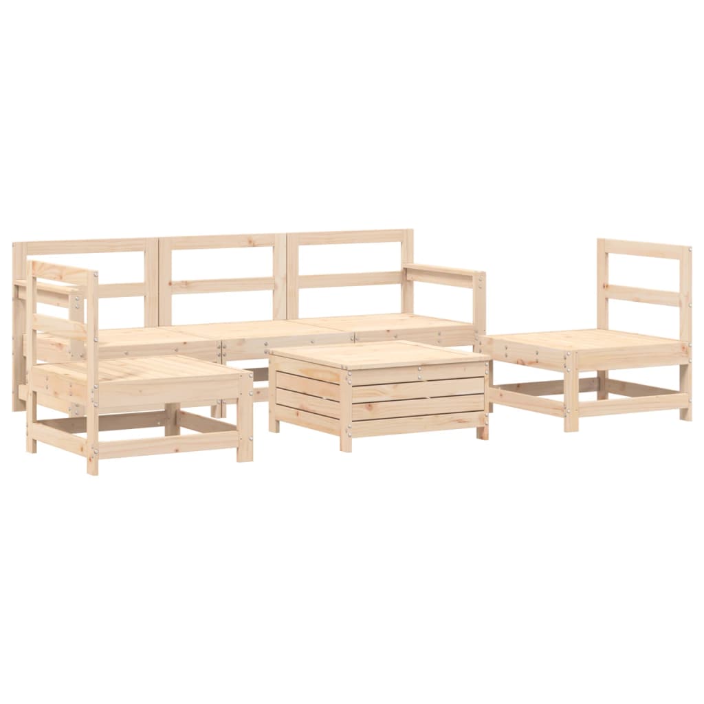 Garden sofa set, 6 pieces, solid pine wood