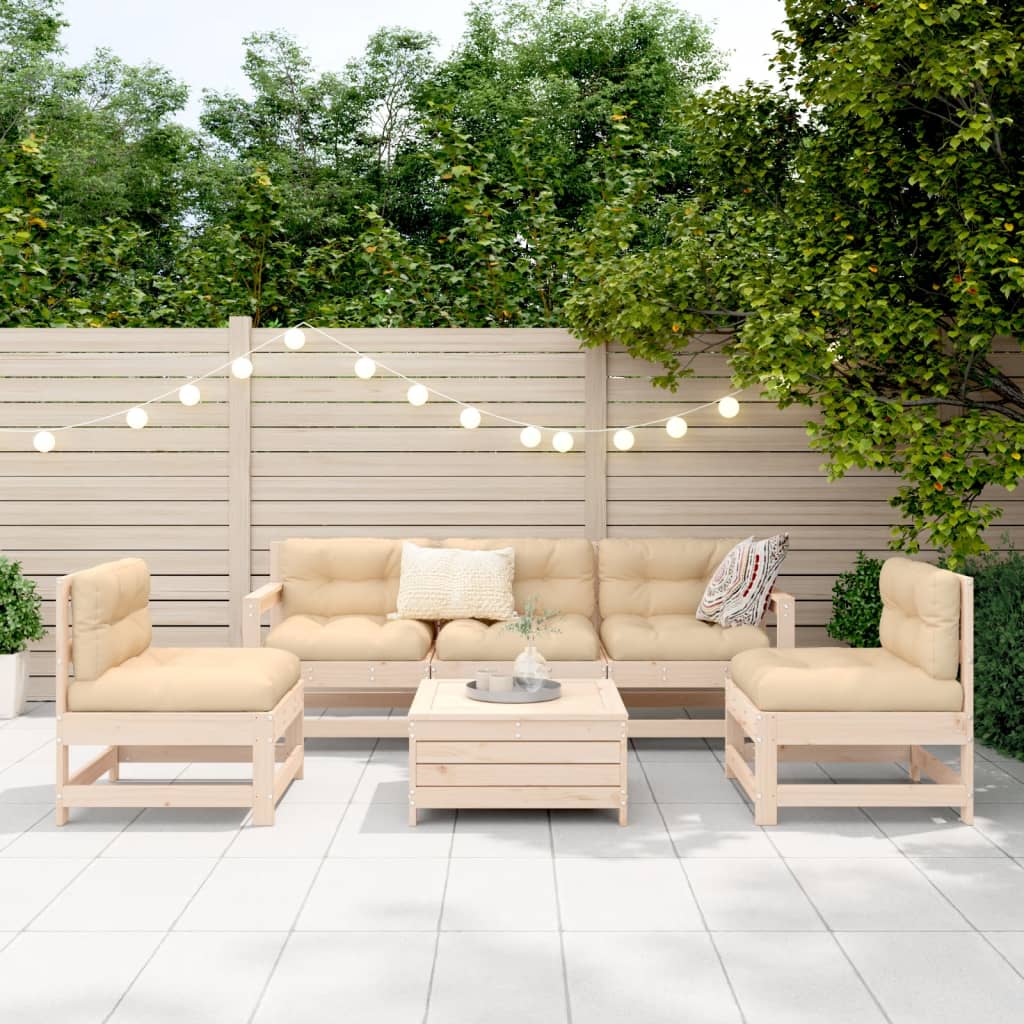 Garden sofa set, 6 pieces, solid pine wood