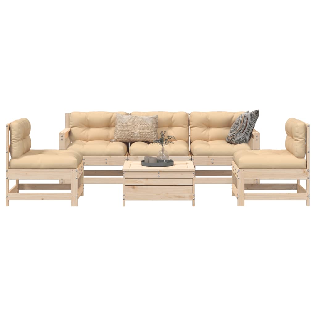 Garden sofa set, 6 pieces, solid pine wood