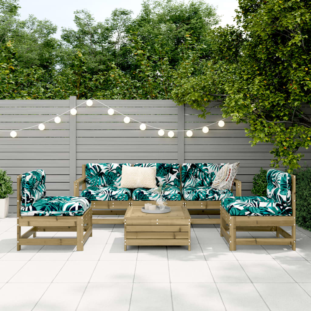 Garden sofa set, 6 pieces, treated pine wood