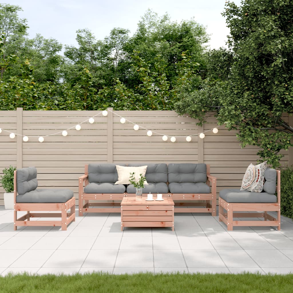 Garden furniture set with cushions, 6 pieces, solid Douglas wood