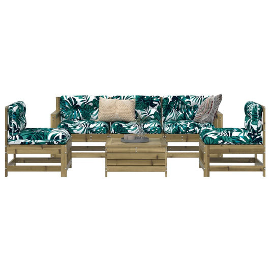 Garden sofa set, 6 pieces, treated pine wood