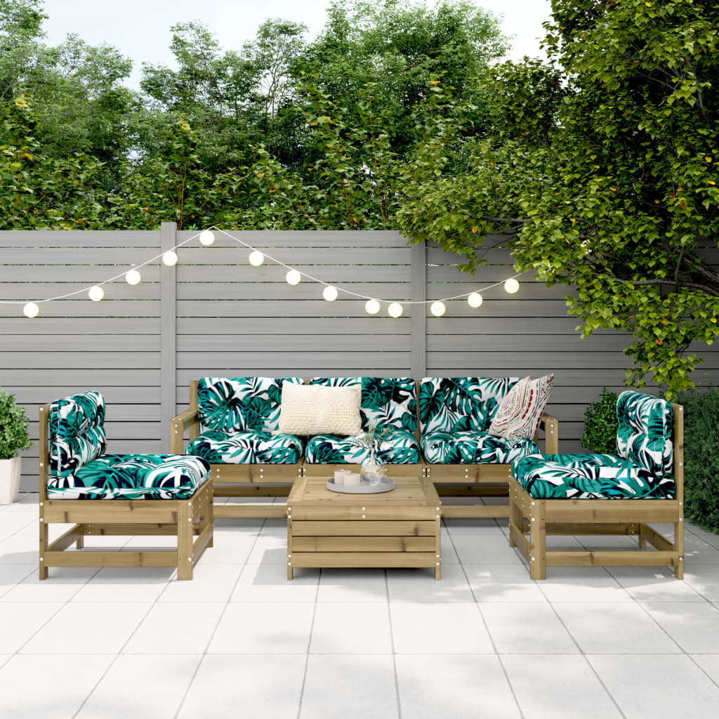 Garden sofa set, 6 pieces, treated pine wood