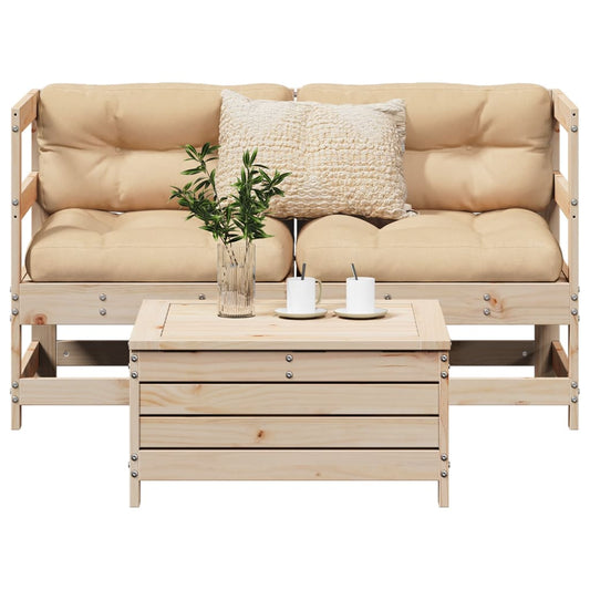 Garden sofa set, 3 pieces, solid pine wood